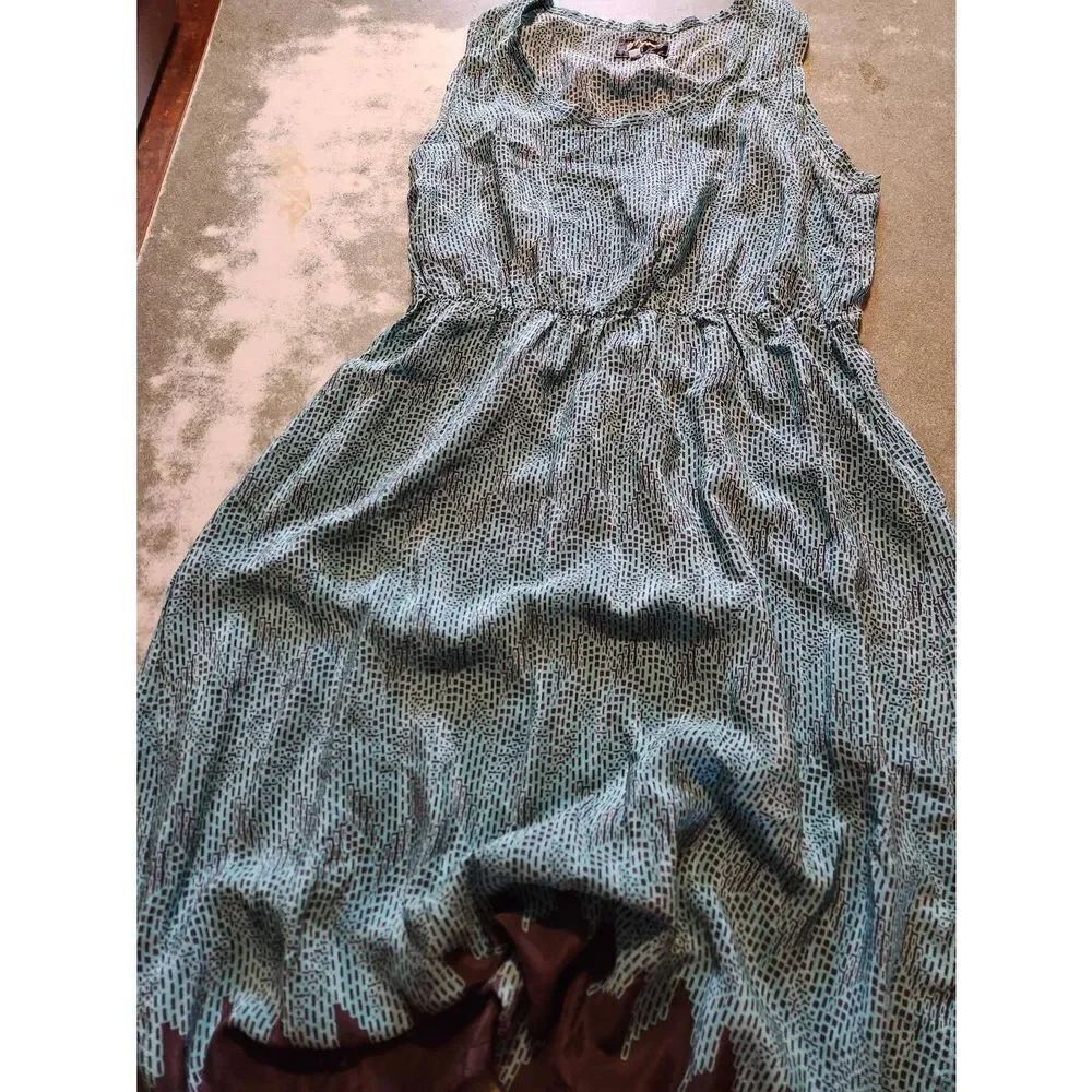 Johnny Was Biya teal&black silk dress sz Small